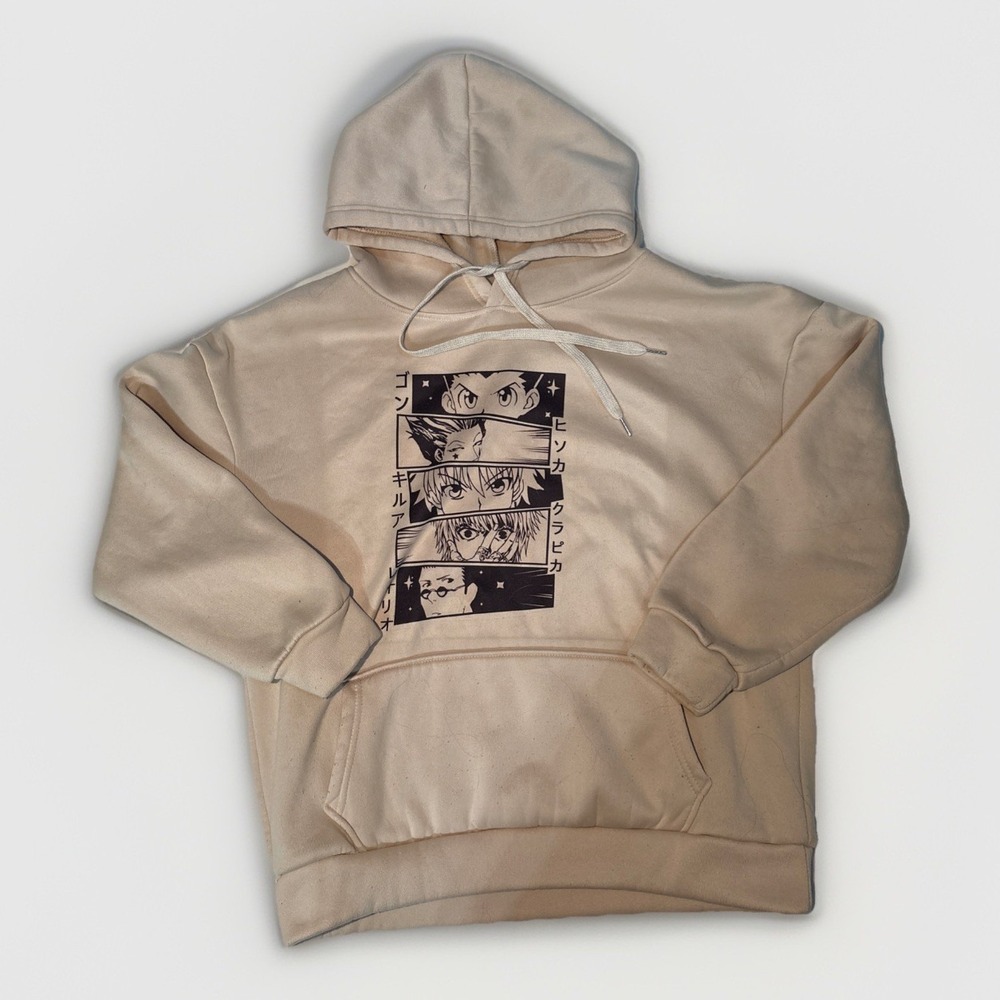 Japanese Men's XL Hunter X Hunter Anime Hoodie Sweatshirt Tan Japan Manga Kawaii